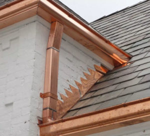 copper gutter and downspout